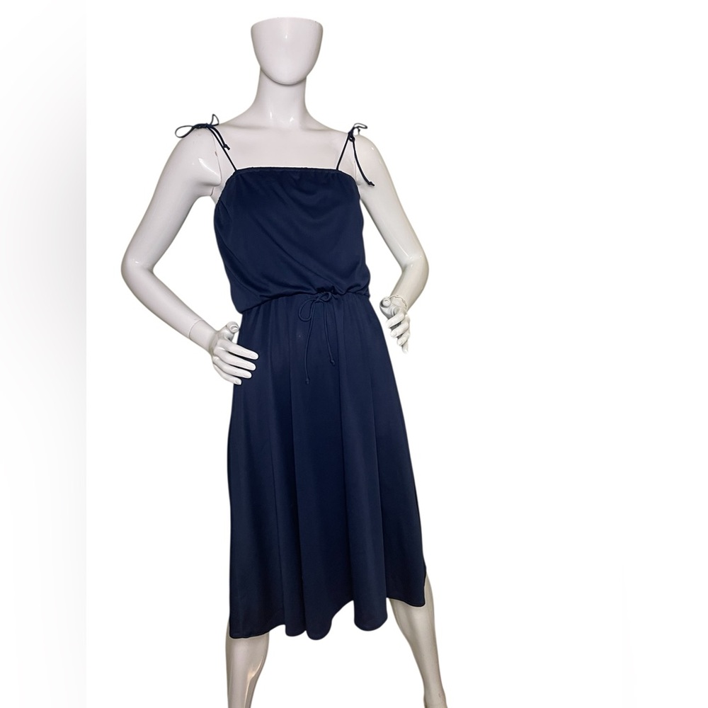 Vintage navy blue spaghetti strap dress union label 80’s
